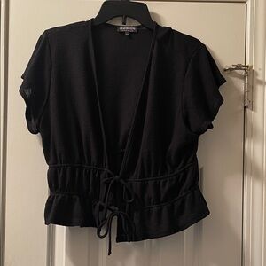 Fashion Nova Black Tie-Front Blouse